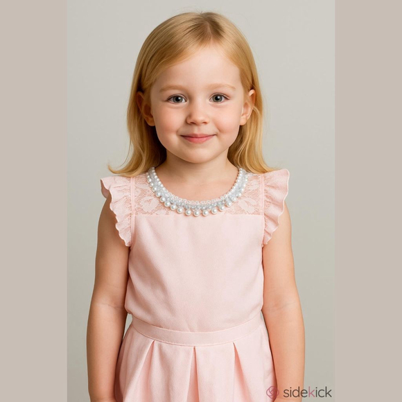 Monteau Lace Pink Girls Top Size 10 Medium - Picture 1 of 5